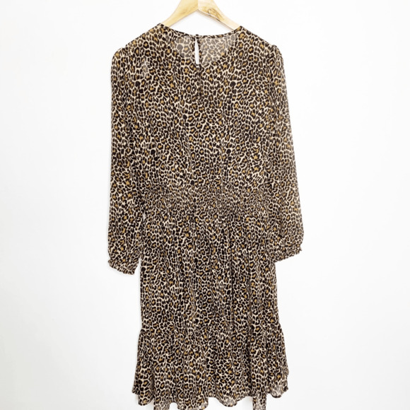 J. CREW Cinched Waist Dress in Leopard Chiffon long sleeve K4927 WOMEN'S 6 - Picture 6 of 9